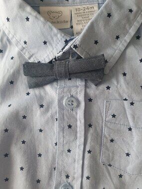 NWT Koala Kids Star Print Dress Shirt Bodysuit & Bow Tie Set - 18-24M